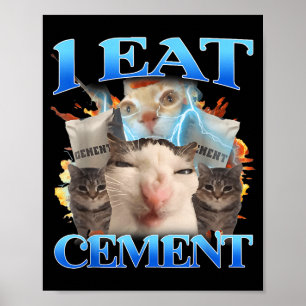 Poster Eu Como Cimento Gato Engraçado Meme Homens Mulhere