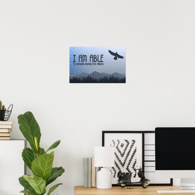 Poster "Eu consigo conquistar" Afirmação de Motivação (Escritório em casa)