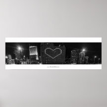 Eu coração Chicago Skyline em Preto e Branco