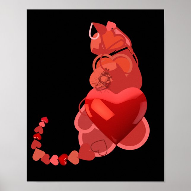 Poster Eu coração gatos pretos e vermelhos cobertores de  (Frente)