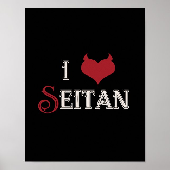 Poster Eu "coração" Seitan engraçada vegan design (Frente)