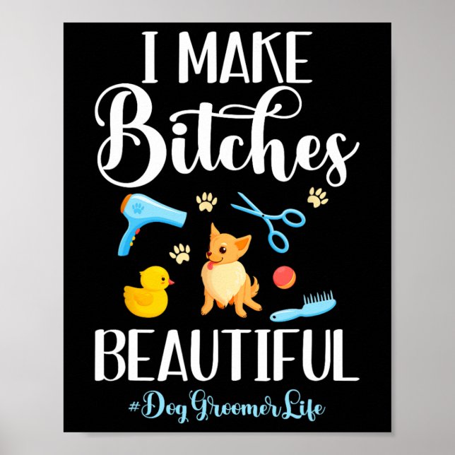 Poster Eu Deixo Os Cachorros Lindos Pente Tesoura De Vida (Frente)