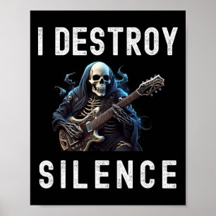 Poster Eu Destruo o silêncio fantasma guitarra engraçada