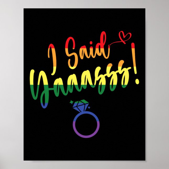 Poster Eu Disse Sim Gay Lgbtq Orgulho Arco-íris Noivo Cas (Frente)