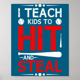 Poster Eu Ensino Beisebol Acerto Roubo Esporte