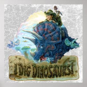 Póster Eu escavo dinossauros