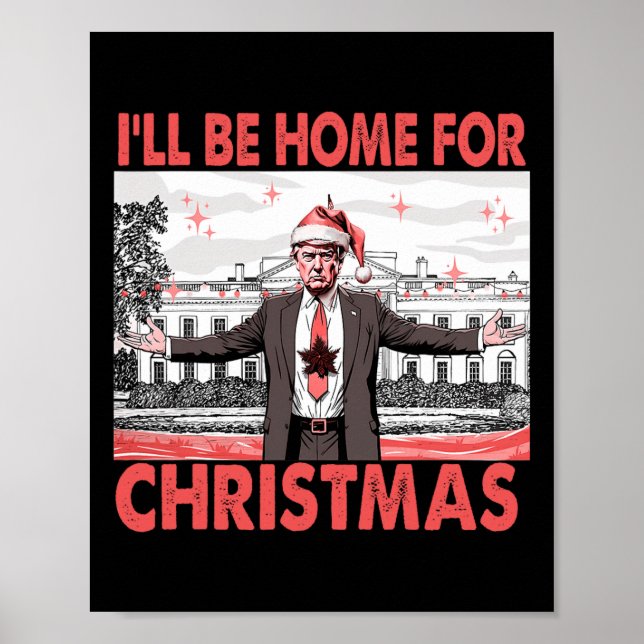 Poster Eu Estarei Em Casa Para Papais noeis De Natal Engr (Frente)