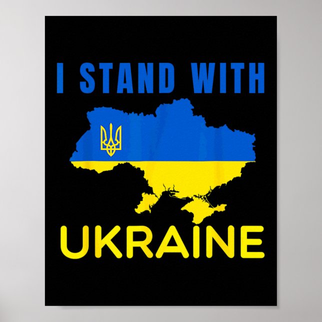 Poster Eu Estou' Com a Bandeira da Ucrânia Emblema Mapa P (Frente)