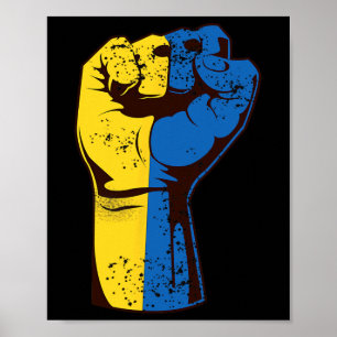 Poster Eu Estou Com a Ucrânia Bandeira Ucraniana Punho Uc