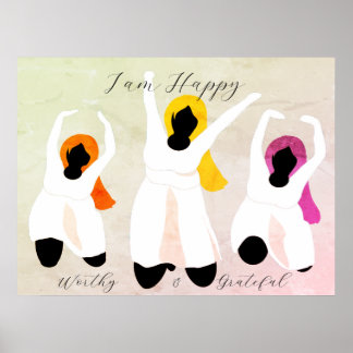 Poster Eu estou Feliz, Digno & Grato Afirmação Positiva