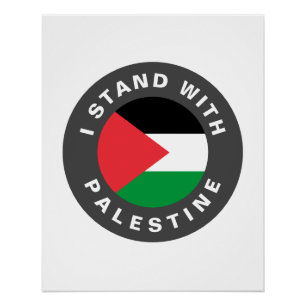 Póster Eu fico com a bandeira da Palestina e o texto pers