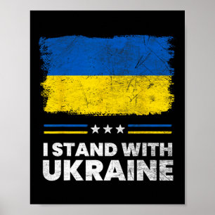 Poster Eu Fico Com a Bandeira da Ucrânia - Bandeira Ucran