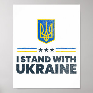 Poster Eu Fico Com a Bandeira da Ucrânia - Bandeira Ucran