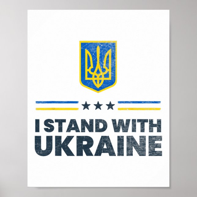 Poster Eu Fico Com a Bandeira da Ucrânia - Bandeira Ucran (Frente)