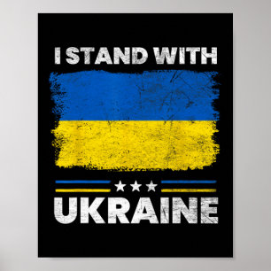 Poster Eu Fico Com a Bandeira da Ucrânia - Bandeira Ucran