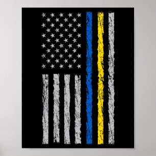 Poster Eu Fico Com a Bandeira da Ucrânia EUA - Bandeira d