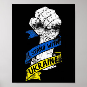 Poster Eu Fico Com a Faixa de Poder da Bandeira da Ucrâni