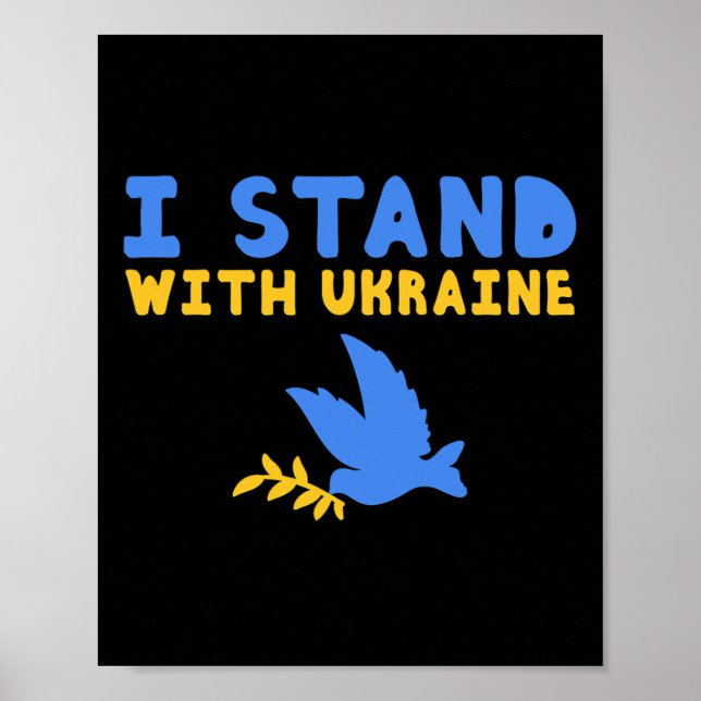 Poster Eu Fico Com a Pomba da Paz da Ucrânia Pró-ucranian (Frente)