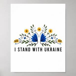 Poster Eu Fico Com A Ucrânia Bandeira Sunflower Vintag