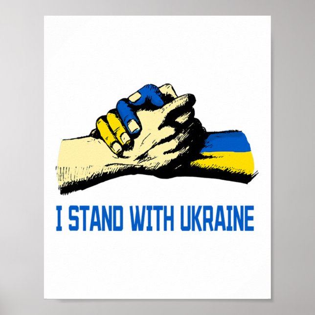 Poster Eu Fico Com a Ucrânia Mãos de Apoio Paz Ucrânia (Frente)