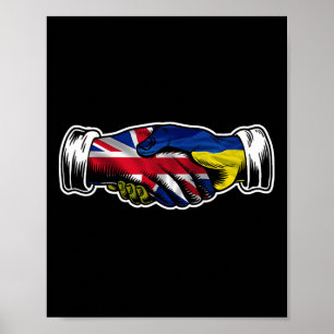 Poster Eu Fico Com a Ucrânia Uk Bandeira Britânica