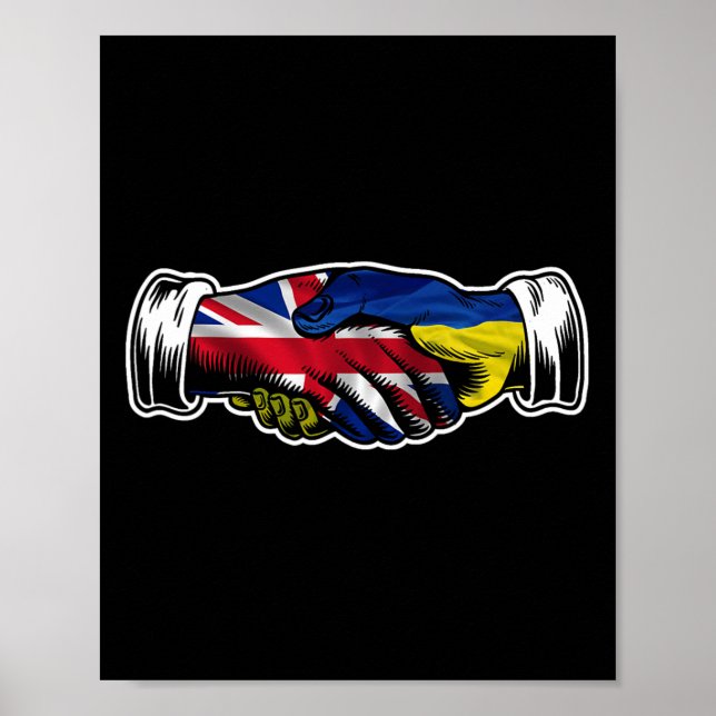 Poster Eu Fico Com a Ucrânia Uk Bandeira Britânica (Frente)