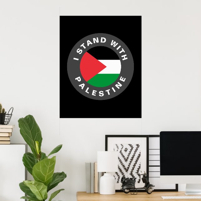 Poster Eu fico com o texto personalizado da Palestina e a (Escritório em casa)