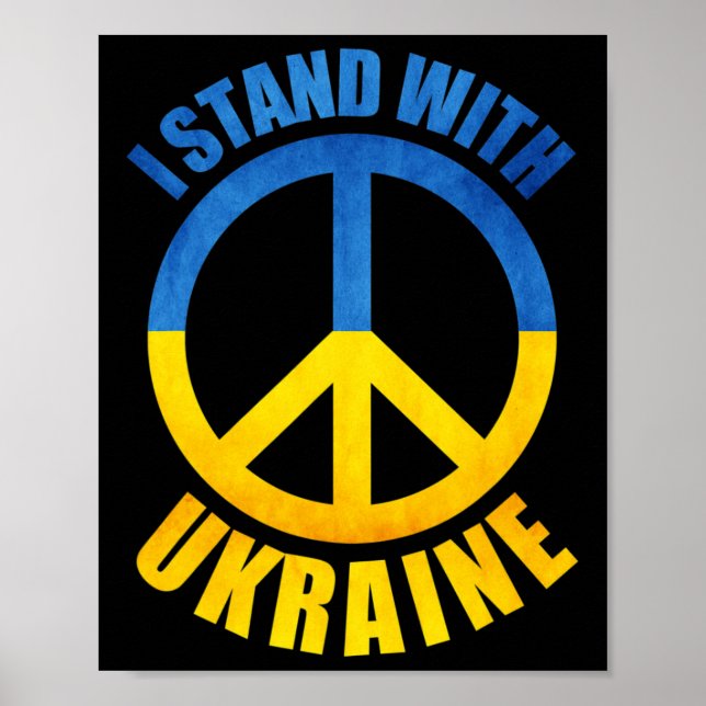 Poster Eu Fico Com Símbolo da Paz da Ucrânia (Frente)