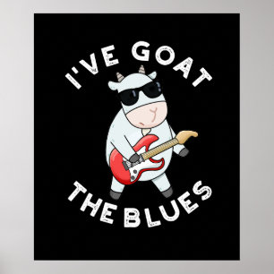 Poster Eu fui ao Blues Engraçado Animal Pun Dark BG