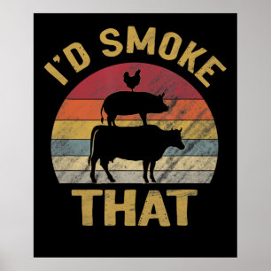 Poster Eu Fumava Que O Engraçado CHURRASCO De Carne Fuma