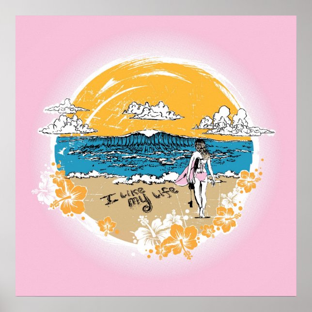 Poster "Eu gosto da minha vida" surf (Frente)