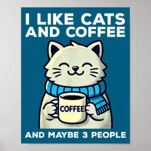 Poster Eu gosto de gatos café talvez 3 pessoas gato engra