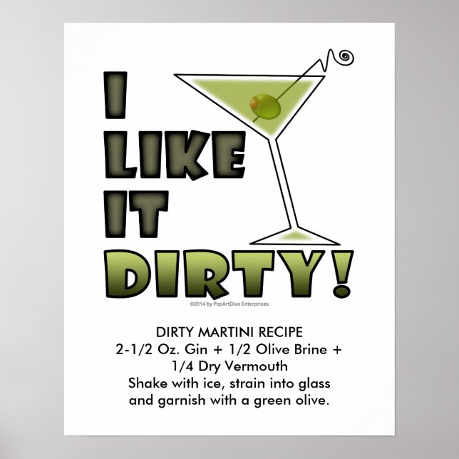 Poster EU GOSTO DELA! Cocktail Martini sujo 16x20 (Frente)