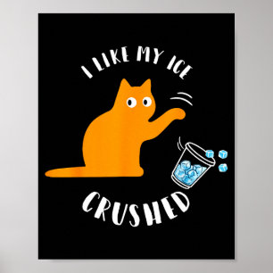 Poster Eu gosto do meu gelo esmagado gato engraçado derru