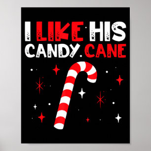 Poster Eu Gosto do Seu Par de Bastão de Doces de Natal Ca