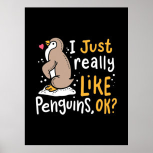 Poster Eu Gosto Muito De Pinguins.