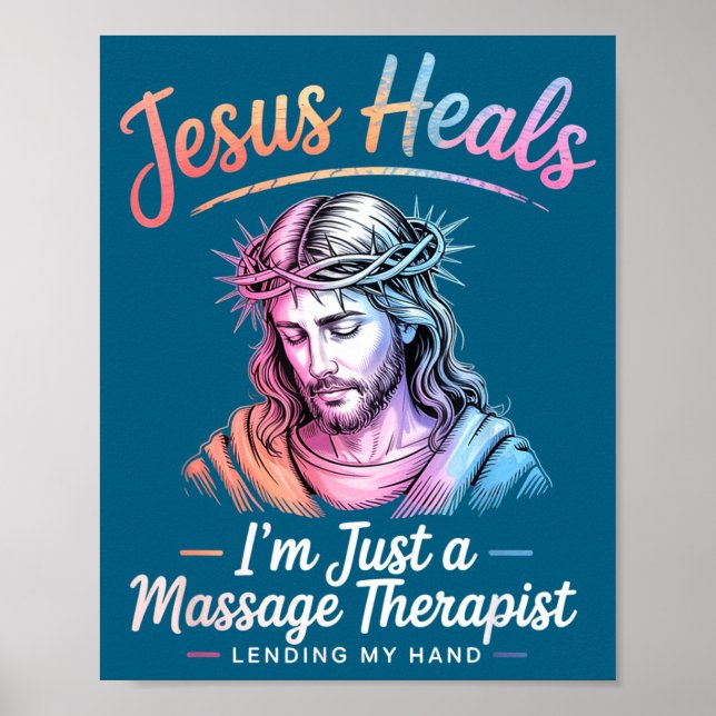 Poster Eu Jesus Cura Sou Terapeuta de Massagem (Frente)
