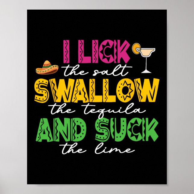 Poster Eu Lambo O Sal Engulo O Tequila Cinco De Mayo (Frente)