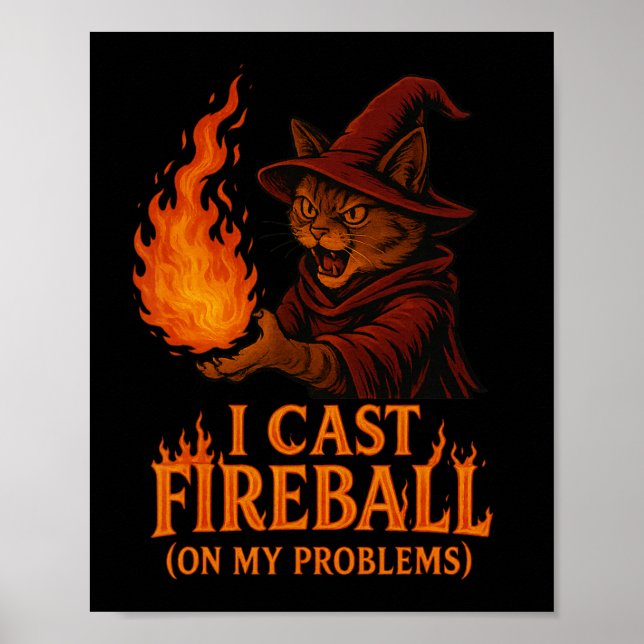 Poster Eu Lanço Fireball No Meu Gato Problemático Família (Frente)