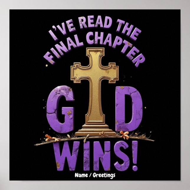 Poster Eu Li o Capítulo Final—Deus Vence | Cristão-I (Frente)