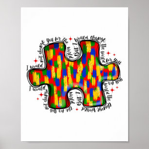 Poster Eu Não Mudaria Você Para O Autismo Mundial Awaren