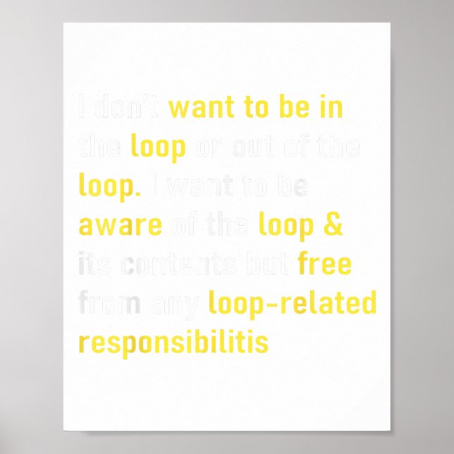 Poster Eu não quero estar no loop ou fora do fundo do loo (Frente)
