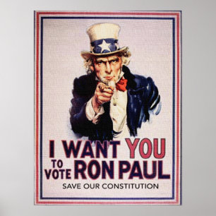 Poster Eu não quero que você vote RON PAUL Salve nossa Co