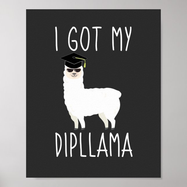 Poster Eu Peguei Minha Graduação De Dipllama Llama Pun (Frente)