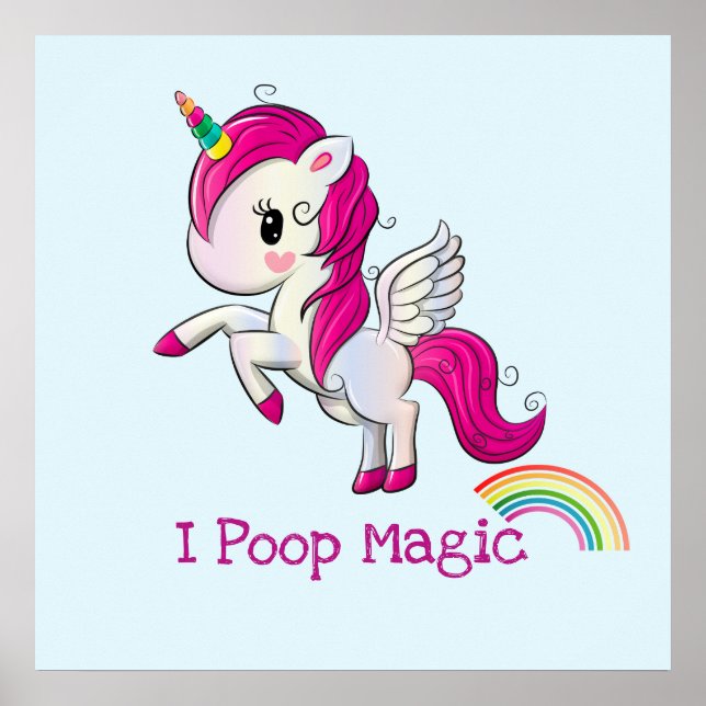 Poster Eu Poop Magic Funny Unicorn Dizendo (Frente)