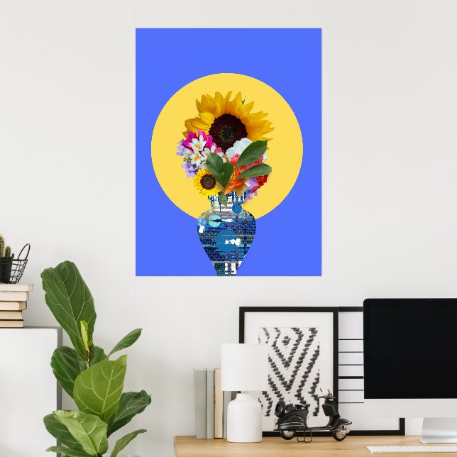 Poster Eu posso comprar flores! Azul (Escritório em casa)