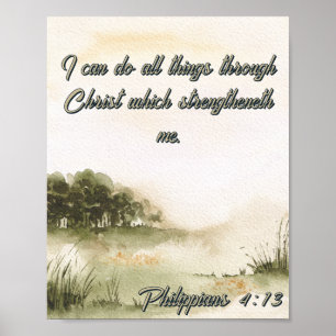 Poster Eu posso fazer tudo através do Cristo Watercolor T