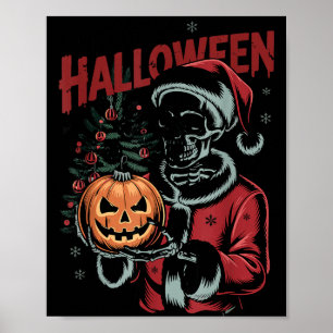 Poster Eu Prefiro Halloween Natal Sinistro Fofo Esqueleto