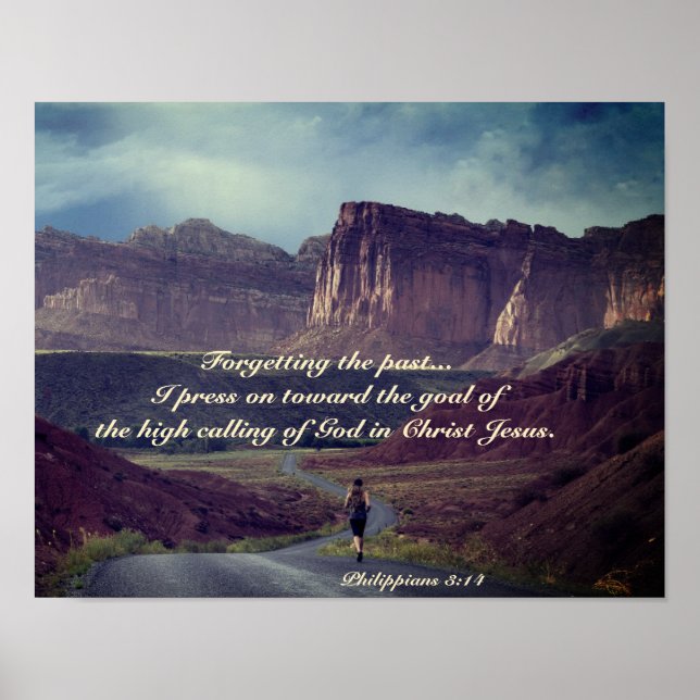 Poster Eu pressiono em direção ao gol Philippians 3:14 Bí (Frente)