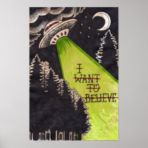 Poster Eu Quero Acreditar, Filme Retro 90, Alienígena OVN